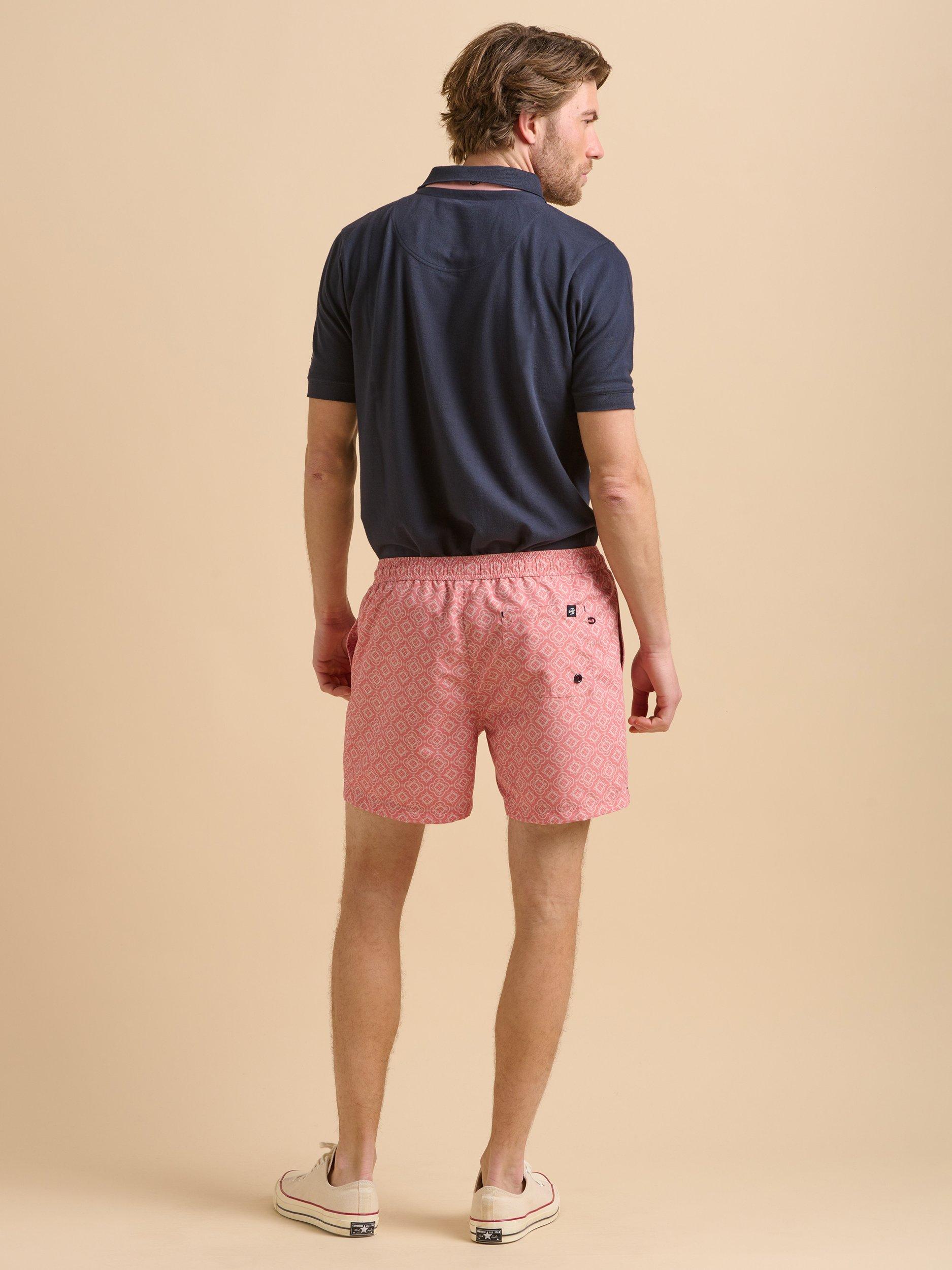 Product image 2 of 6, which shows Brakeburn Tile Print Swimshorts, Pink, 30