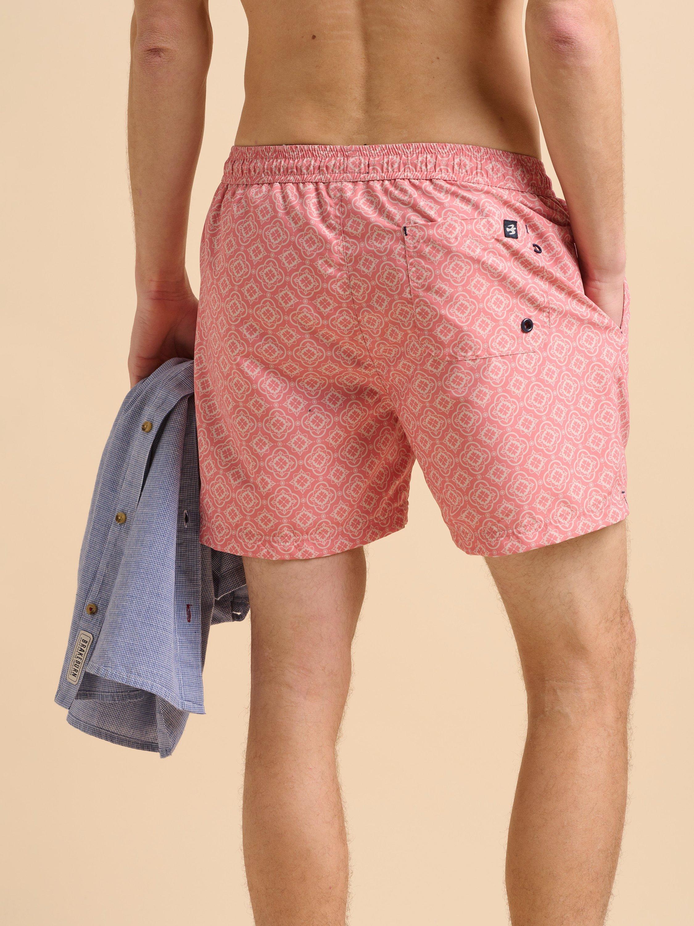Product image 4 of 6, which shows Brakeburn Tile Print Swimshorts, Pink, 30