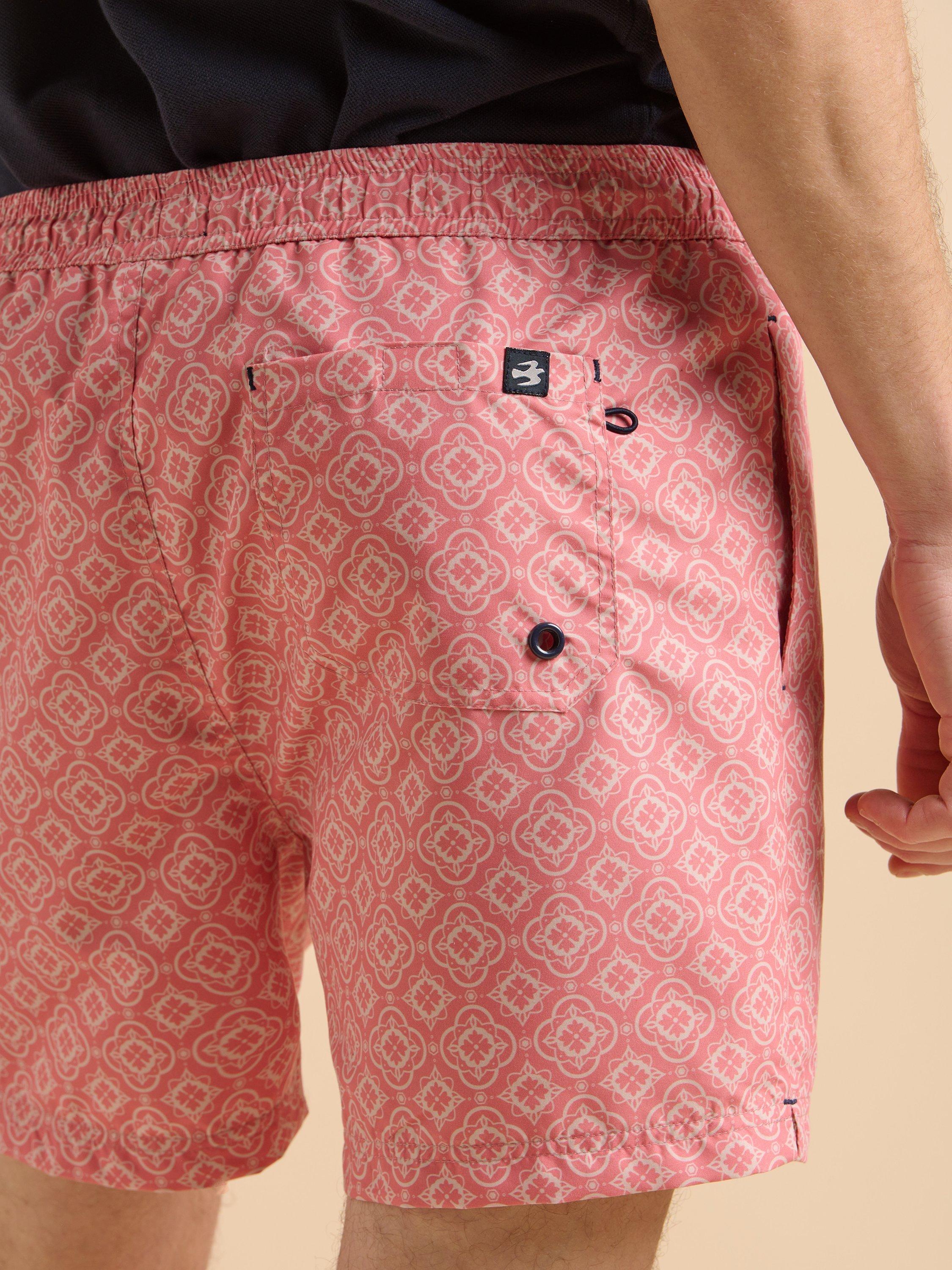 Product image 5 of 6, which shows Brakeburn Tile Print Swimshorts, Pink, 30