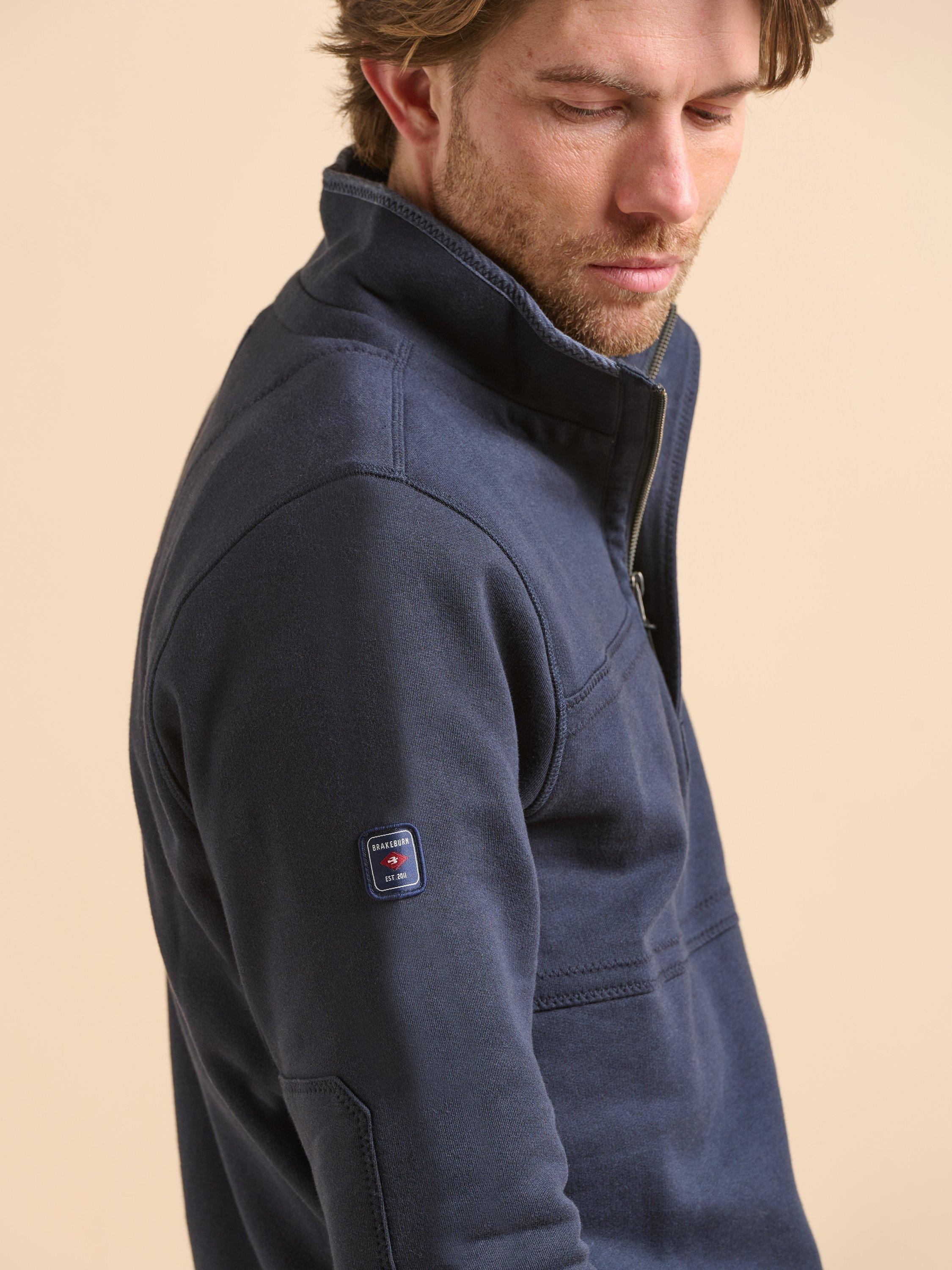 Product image 4 of 6, which shows Brakeburn Quarter-Zip Jumper, Navy, S