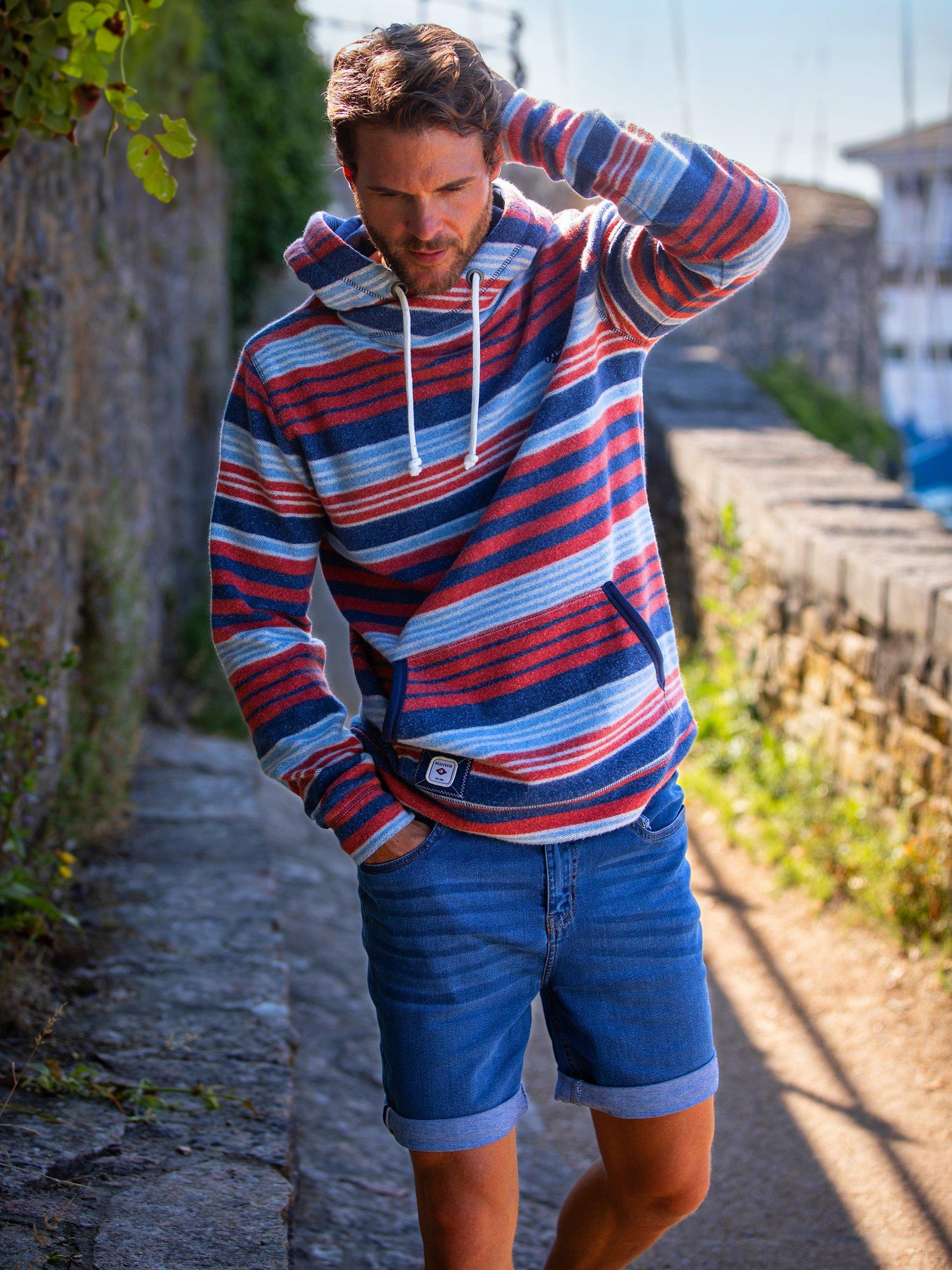 Product image 2 of 7, which shows Brakeburn Cotton Stripe Hoodie, Multi, S