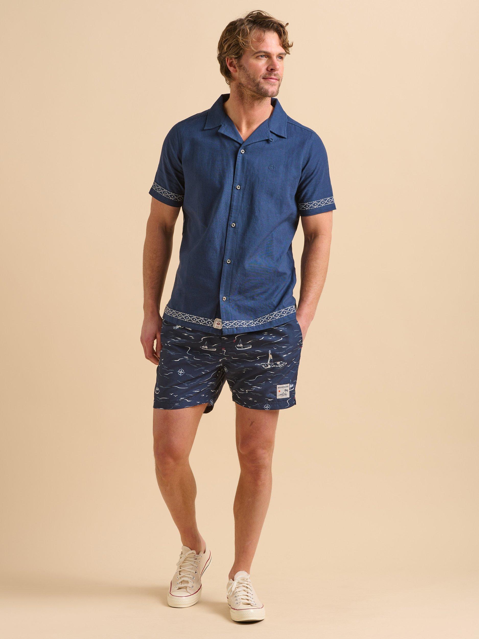 Product image 1 of 6, which shows Brakeburn Seascape Swimshorts, Navy, 30