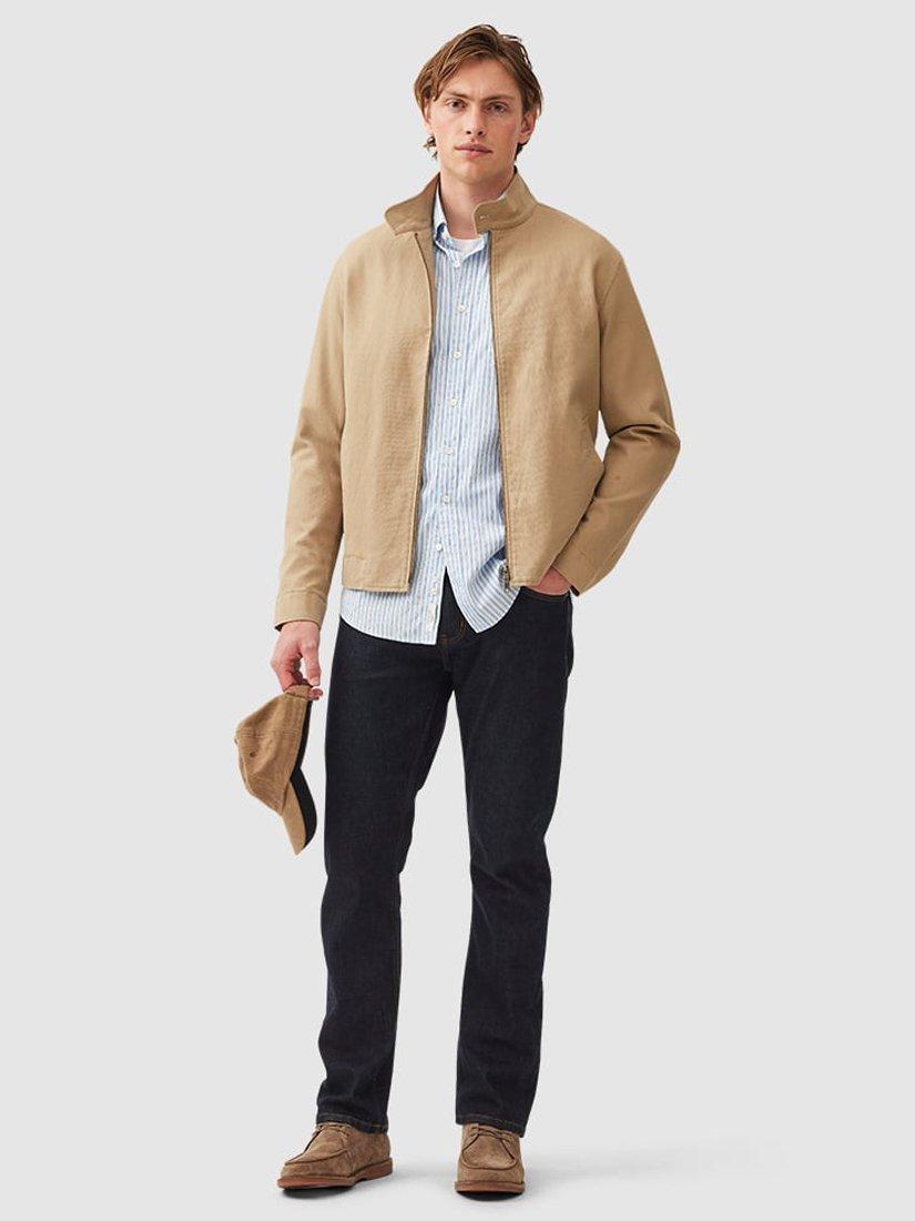 Product image 2 of 4, which shows Rodd & Gunn Almadale Textured Linen Blend Harrington Jacket, Tan, XS