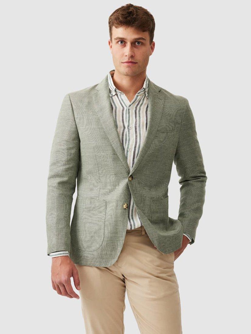 Product image 1 of 5, which shows Rodd & Gunn The Cascades Linen Blend Slim Fit Blazer, Sage, XS