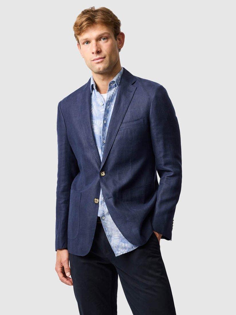 Product image 1 of 6, which shows Rodd & Gunn The Cascades Linen Blend Slim Fit Blazer, Midnight, XS