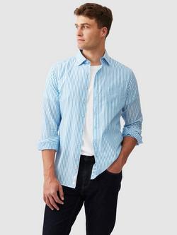 Rodd & Gunn Ferry Landing Stripe Soft Cotton Slim Fit Long Sleeve Shirt, Azure