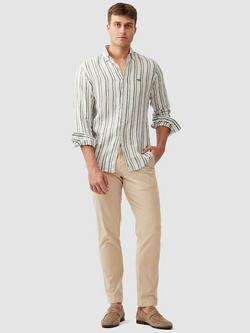 Rodd & Gunn Gimmerburn Stripe Linen Slim Fit Long Sleeve Shirt - view 2, Leaf