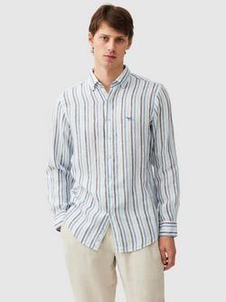 Rodd & Gunn Gimmerburn Stripe Linen Slim Fit Long Sleeve Shirt, Stonewash