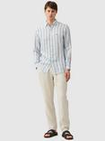 Rodd & Gunn Gimmerburn Stripe Linen Slim Fit Long Sleeve Shirt, Stonewash
