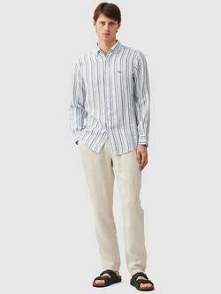 Rodd & Gunn Gimmerburn Stripe Linen Slim Fit Long Sleeve Shirt - view 2, Stonewash