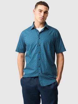 Rodd & Gunn Keystone Geo Print Cotton Regular Fit Short Sleeve Shirt, Night, Night
