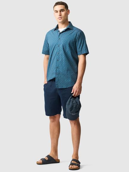Rodd & Gunn Keystone Geo Print Cotton Regular Fit Short Sleeve Shirt, Night - view 2, Night