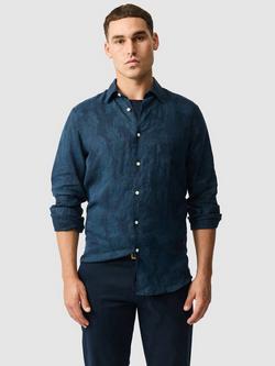 Rodd & Gunn North River Tropical Print Linen Slim Fit Long Sleeve Shirt, Midnight, Midnight