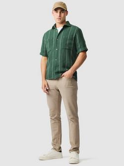 Rodd & Gunn Point Break Stripe Knitted Cotton Regular Fit Short Sleeve Shirt,  Moss - view 2, Moss