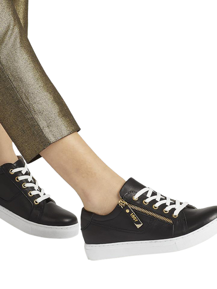 Jones Bootmaker Padova Wide Fit Leather Lace Up Trainers - view 2, Black