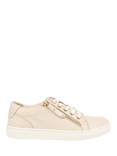 Jones Bootmaker Padova Wide Fit Leather Lace Up Trainers, Stone