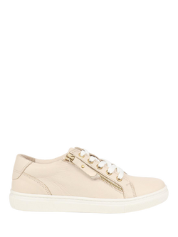 Jones Bootmaker Padova Wide Fit Leather Lace Up Trainers, Stone