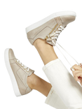 Jones Bootmaker Padova Wide Fit Leather Lace Up Trainers, Stone
