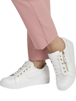 Jones Bootmaker Padova Wide Fit Leather Lace Up Trainers - view 2, White