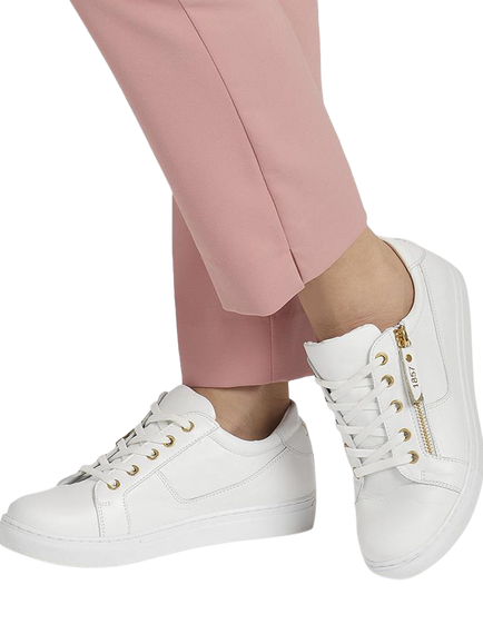 Jones Bootmaker Padova Wide Fit Leather Lace Up Trainers - view 2, White