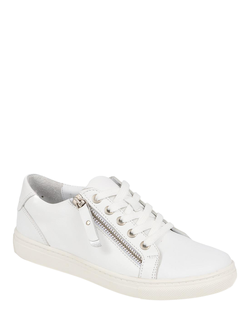 Product image 3 of 5, which shows Jones Bootmaker Padova Wide Fit Leather Lace Up Trainers, White, 3W