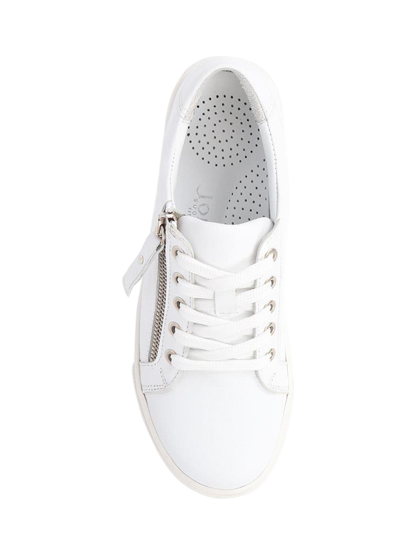 Product image 5 of 5, which shows Jones Bootmaker Padova Wide Fit Leather Lace Up Trainers, White, 3W