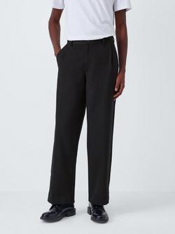 Kin Double Weave Barrel Leg Trousers, Black