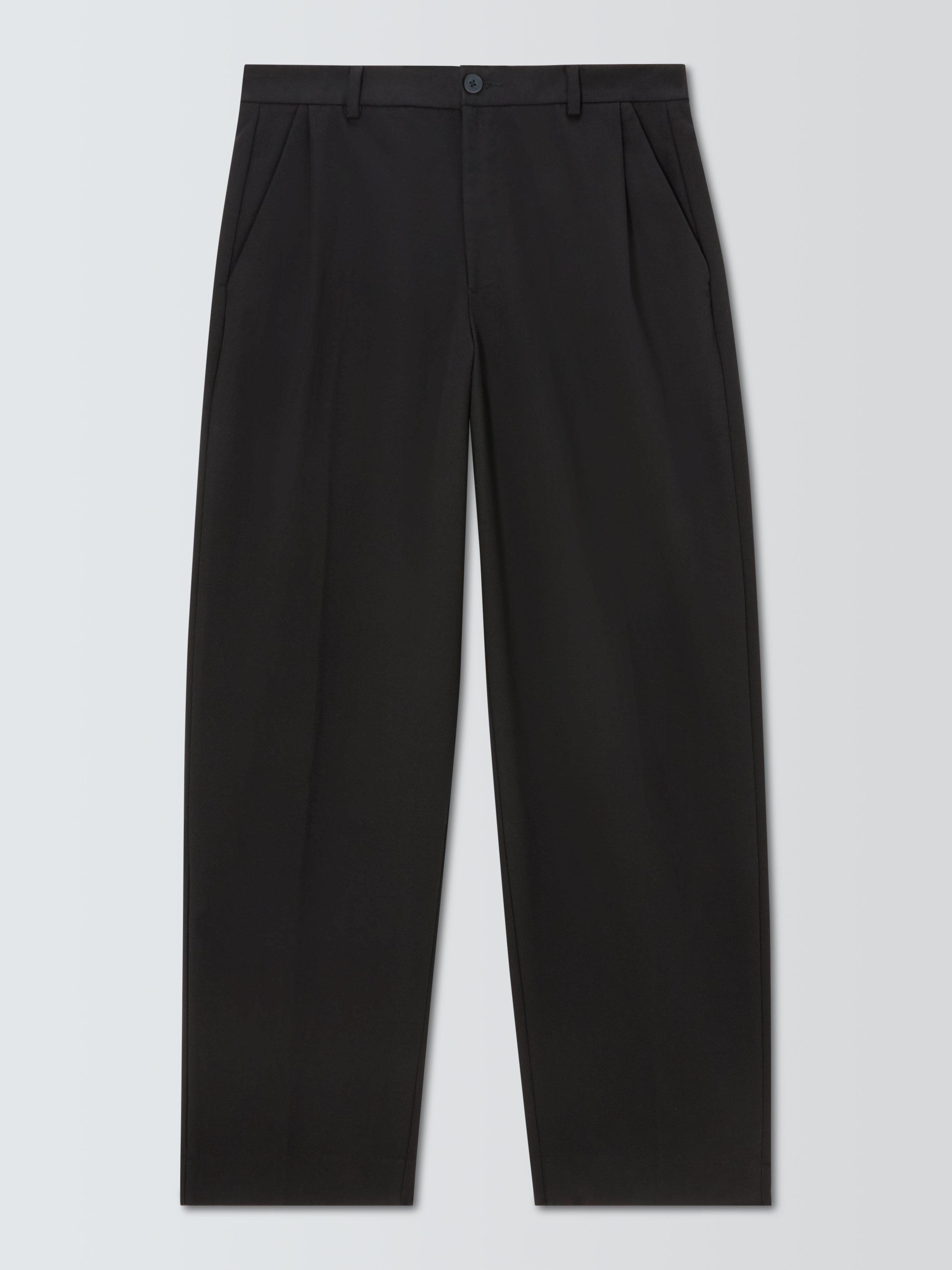 Product image 4 of 6, which shows Kin Double Weave Barrel Leg Trousers, Black, 34R