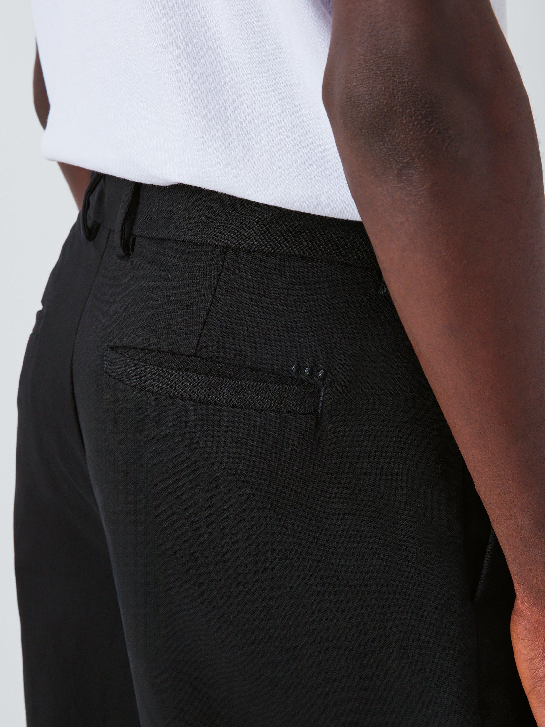 Product image 5 of 6, which shows Kin Double Weave Barrel Leg Trousers, Black, 34R