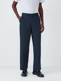 Kin Double Weave Barrel Leg Trousers, Dark Sapphire