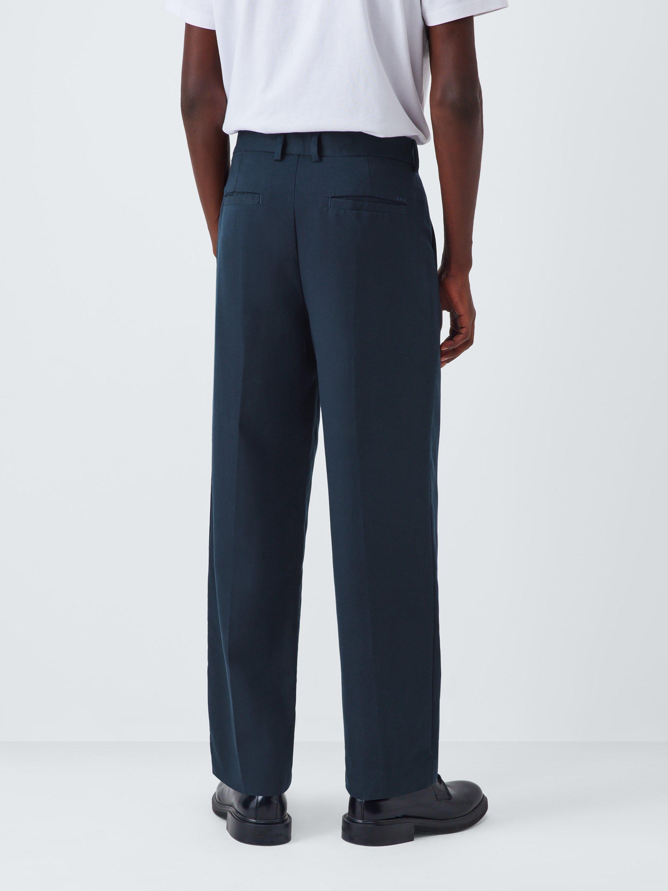 Product image 2 of 6, which shows Kin Double Weave Straight Leg Trousers, Dark Sapphire, 32R