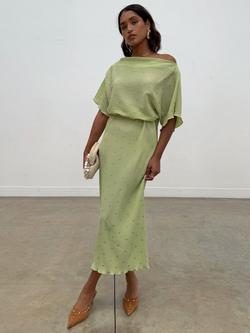 Never Fully Dressed Metallic Fleck Midi Dress, Pistachio, Pistachio