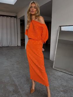 Never Fully Dressed Fleck Print Drape Top Dress, Orange - view 2, Orange