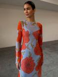 Never Fully Dressed Poppy Print Maxi Dress, Blue/Multi
