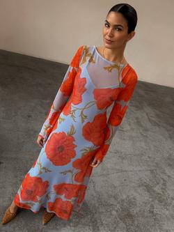 Never Fully Dressed Poppy Print Maxi Dress, Blue/Multi - view 2, Blue/Multi