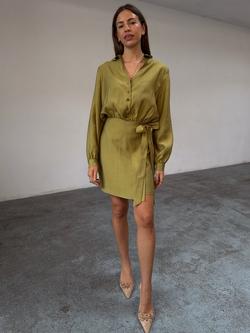 Never Fully Dressed Shirt Mini Dress, Olive, Olive