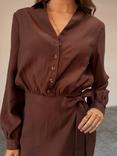 Never Fully Dressed Plain Midi Shirt Dress, Chocolate