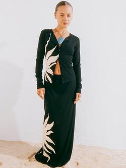 Never Fully Dressed Sol Knit Cardigan, Black/White, Black/White