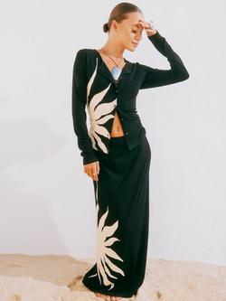 Never Fully Dressed Sol Knit Cardigan, Black/White - view 2, Black/White