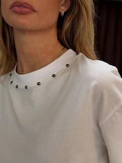 Never Fully Dressed Stud Neck T-Shirt - view 2, White