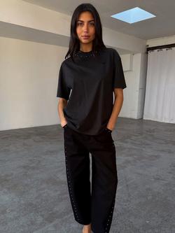 Never Fully Dressed Stud Neck T-Shirt - view 2, Black