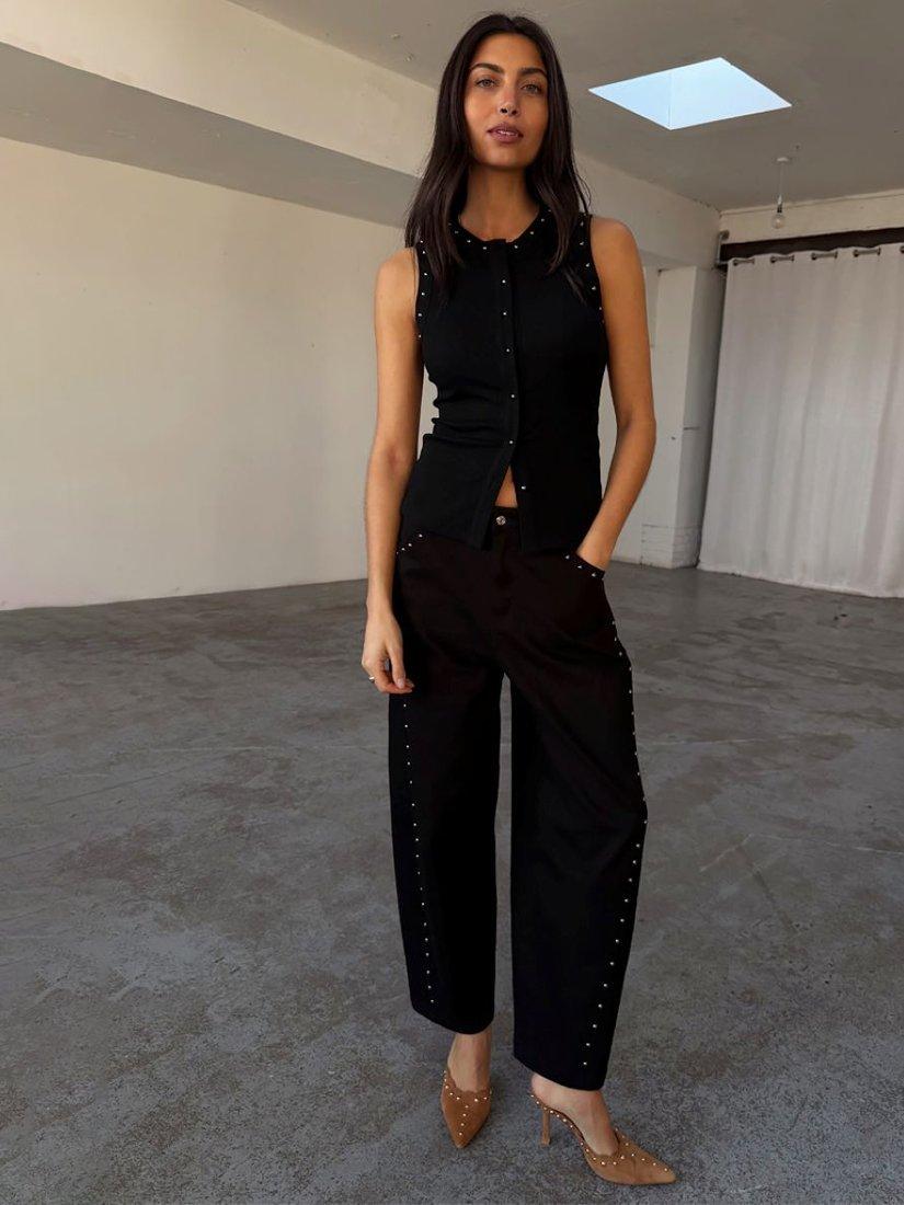 Product image 1 of 6, which shows Never Fully Dresses Cotton Ribbed Tank Top, Black, 6|8