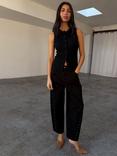 Never Fully Dresses Cotton Ribbed Tank Top, Black