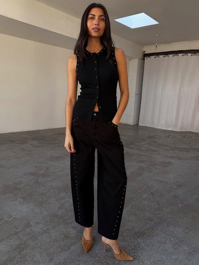 Product image 5 of 6, which shows Never Fully Dresses Cotton Ribbed Tank Top, Black, 6|8
