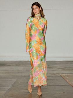 Never Fully Dressed Alaia Ruffle Hem Maxi Dress, Multi, Multi