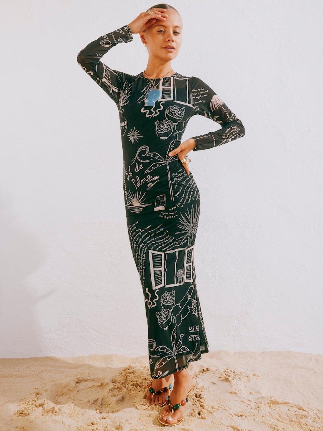 Product image 1 of 4, which shows Never Fully Dressed Palma Mesh Dress, Black, 6