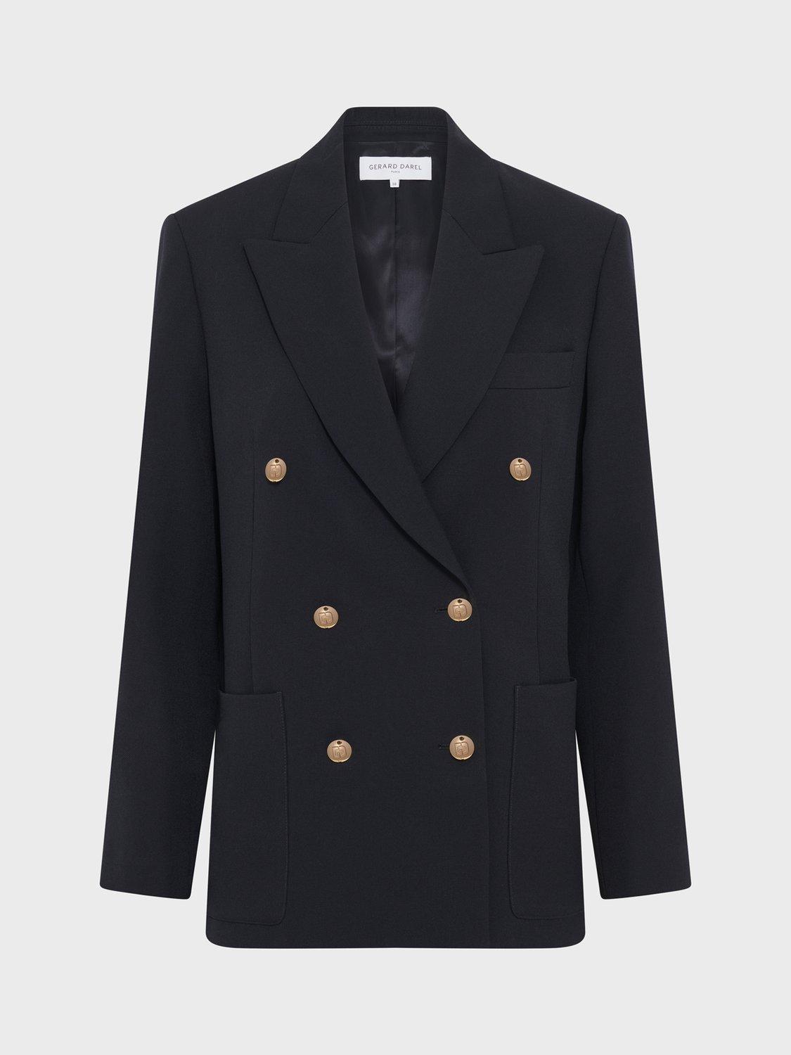Product image 4 of 6, which shows Gerard Darel Romilda Wool Double Breasted Blazer, Navy, 10