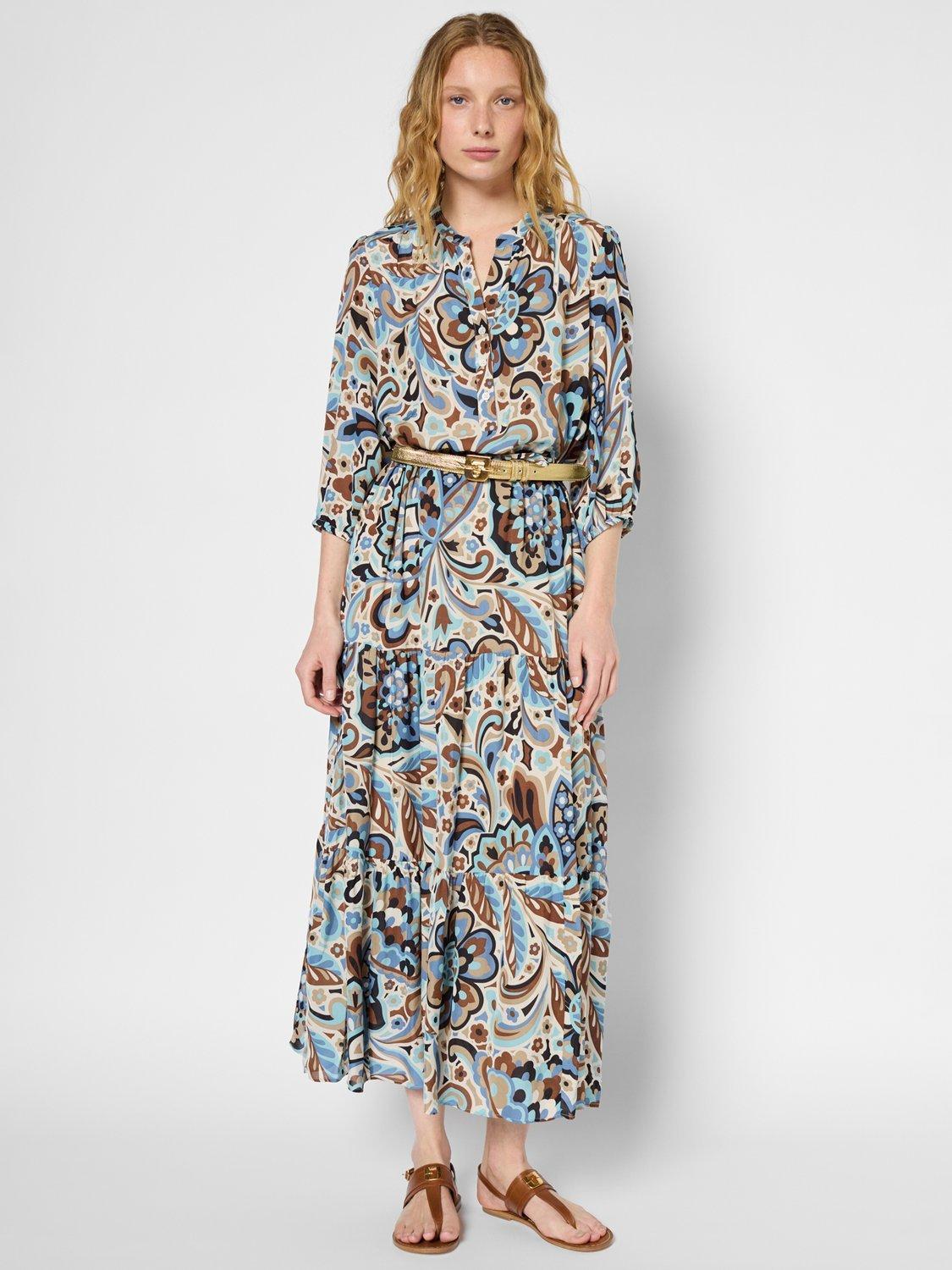 Product image 1 of 6, which shows Gerard Darel Pio Paisley Dress, Natural/Multi, 6