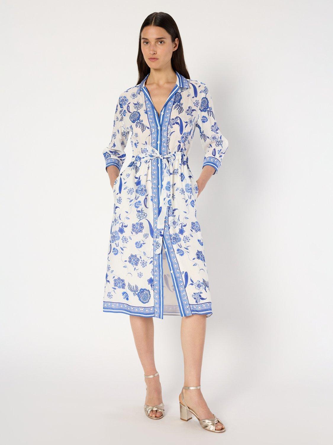 Product image 1 of 6, which shows Gerard Darel Polette Dress, Ecru/Blue, 8
