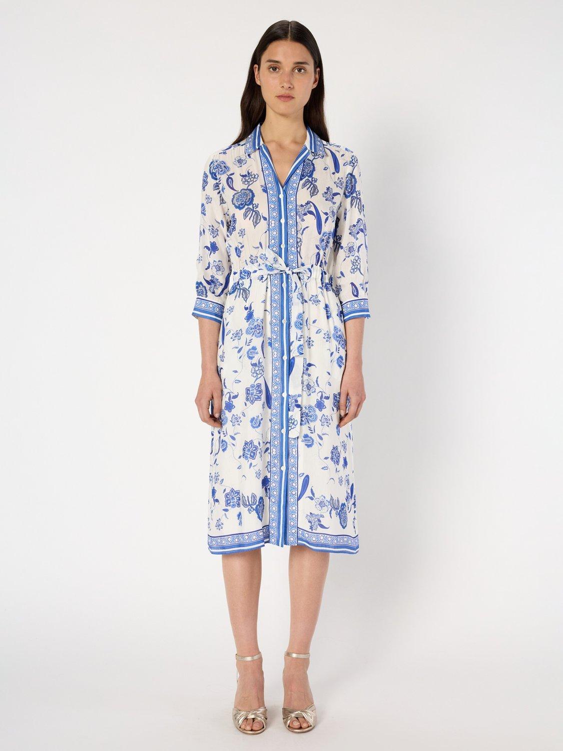 Product image 2 of 6, which shows Gerard Darel Polette Dress, Ecru/Blue, 8